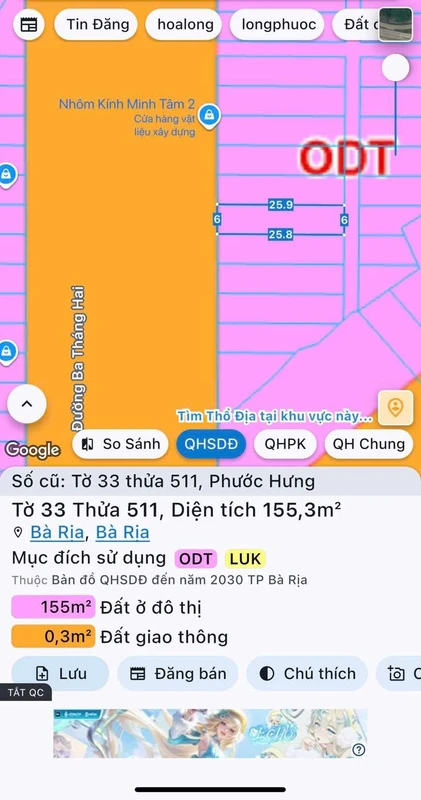 Bán lô đất mặt tiền 156m² Phước Hưng Bà Rịa