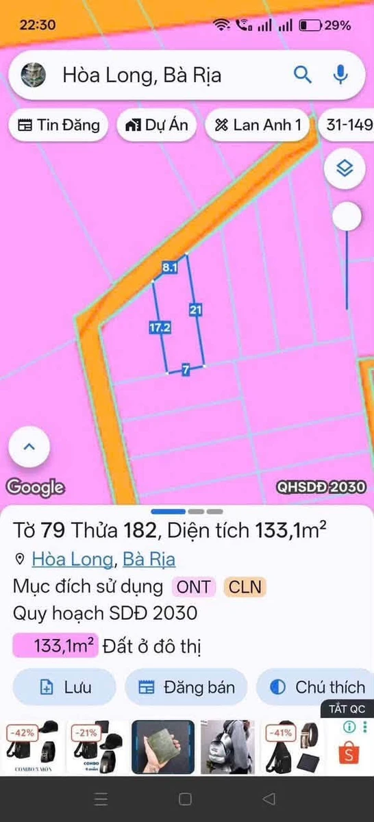 Bán đất 8x20m Hoà Long Bà Rịa Vũng Tàu 1 tỷ 420 triệu - Ảnh 1