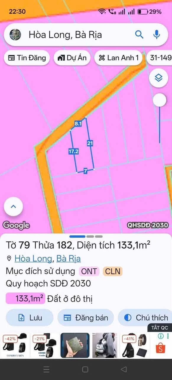 Bán đất 8x20m Hoà Long Bà Rịa Vũng Tàu 1 tỷ 420 triệu - Ảnh 1