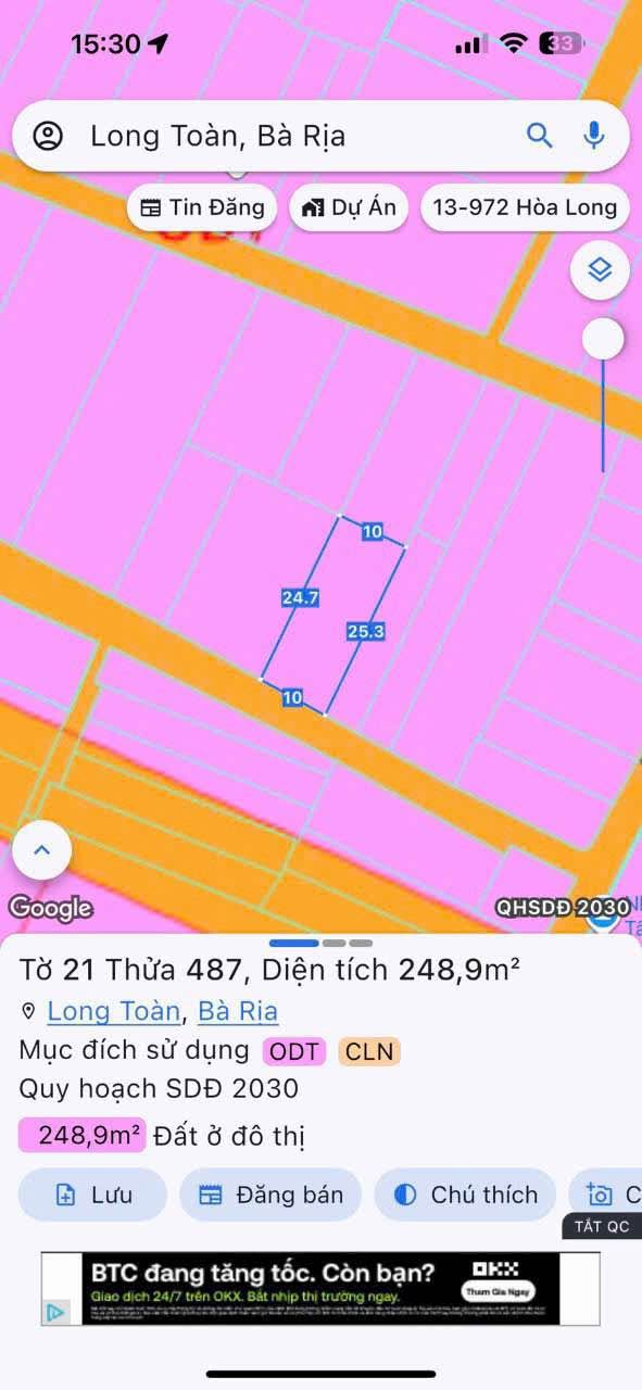 Bán lô đất Phường Long Toàn, Bà Rịa 249m² - 4,5 tỷ - Ảnh thu nhỏ 2