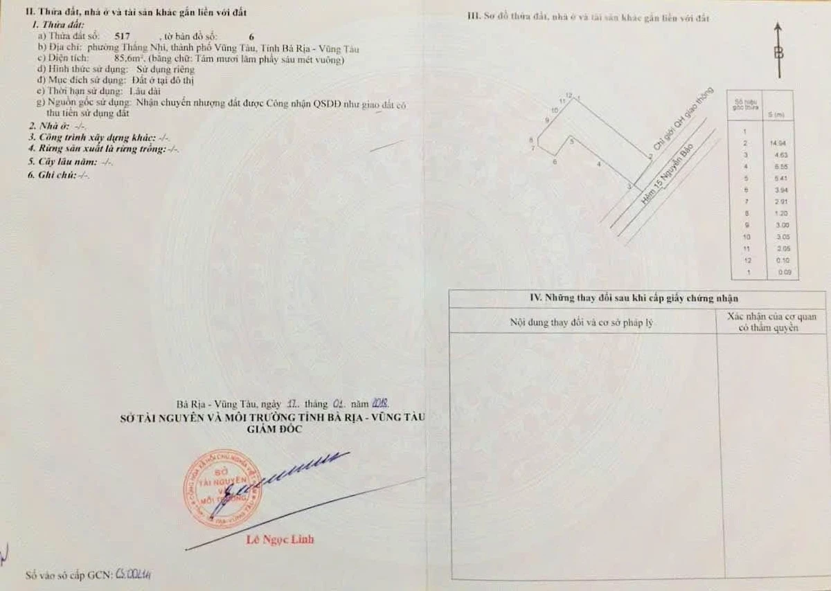 Bán đất hẻm xe máy Nguyễn Bảo 85,6m² Vũng Tàu - Ảnh 1