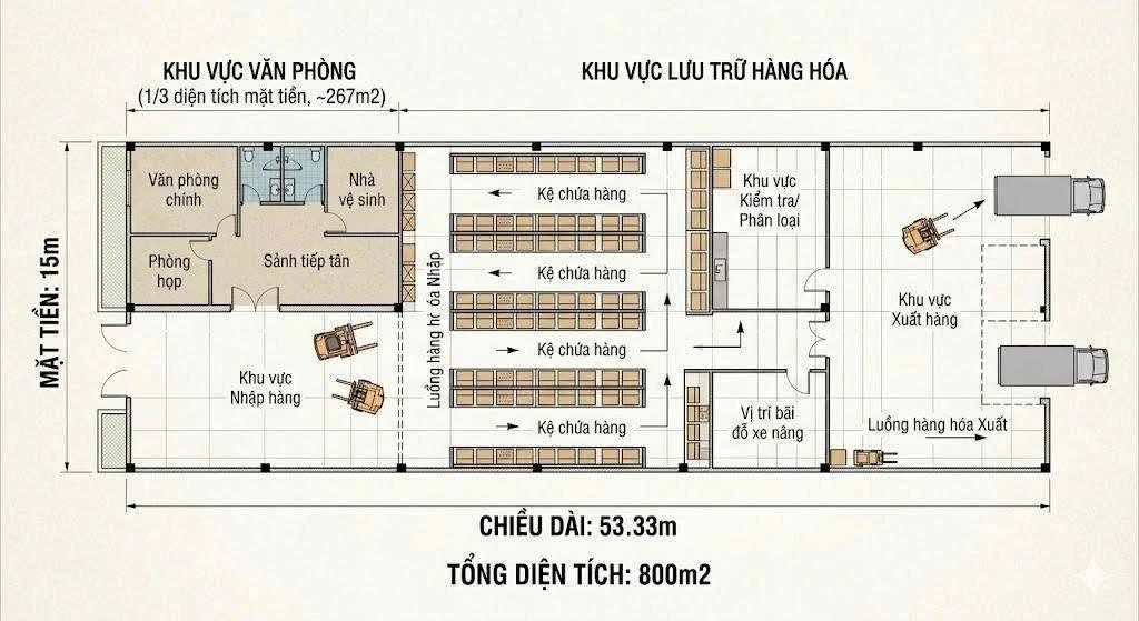 Cho thuê kho mặt quốc lộ 1A 800m2, 40 triệu/tháng - Ảnh 1
