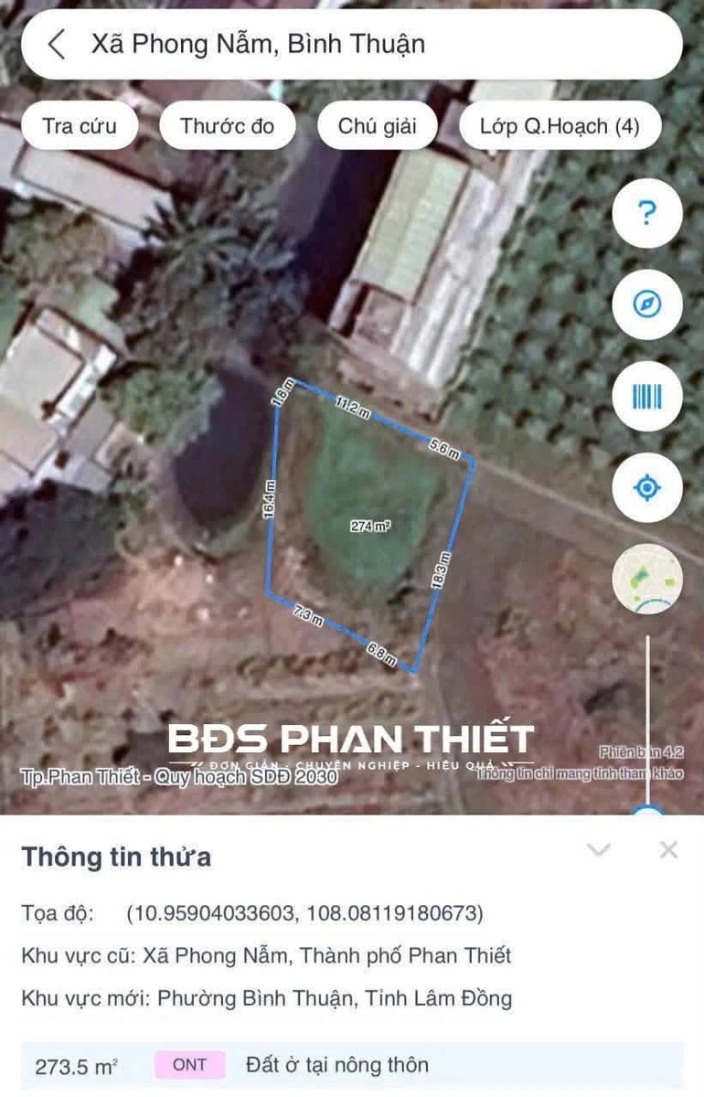 Bán đất 274m² quy hoạch thổ cư Phong Nẫm, Phan Thiết - Ảnh thu nhỏ 4