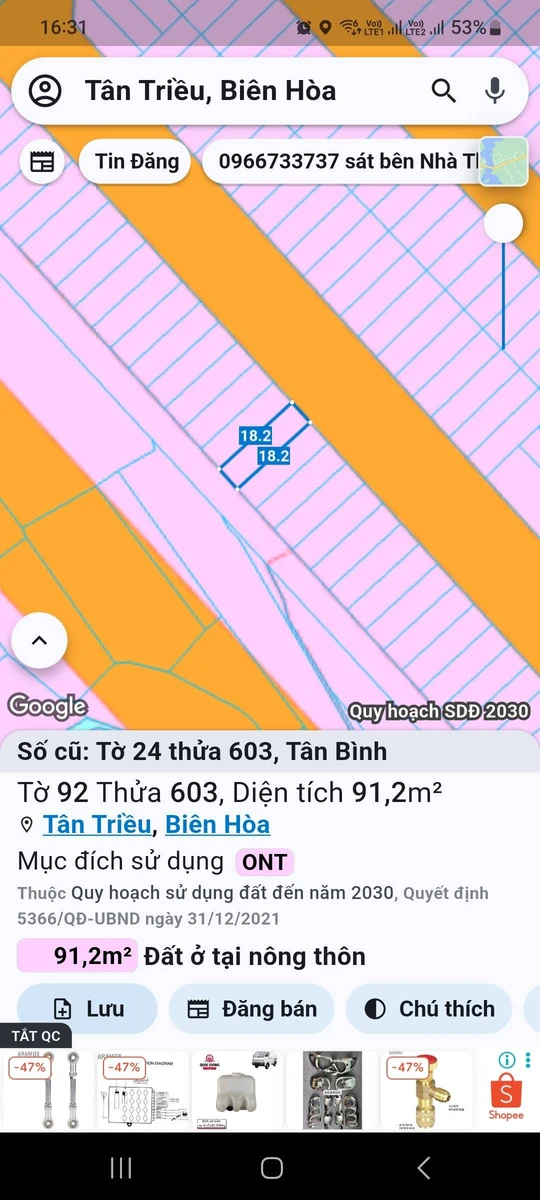 Bán đất 91m² khu Lavender Tân Triều Đồng Nai 1tỷ850 - Ảnh 1
