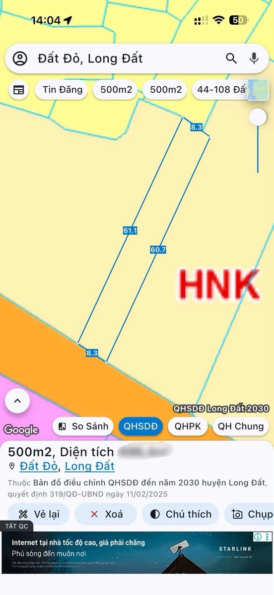 Bán đất nền 500m2 mặt tiền nhựa Xã Đất Đỏ 699 triệu - Ảnh 1