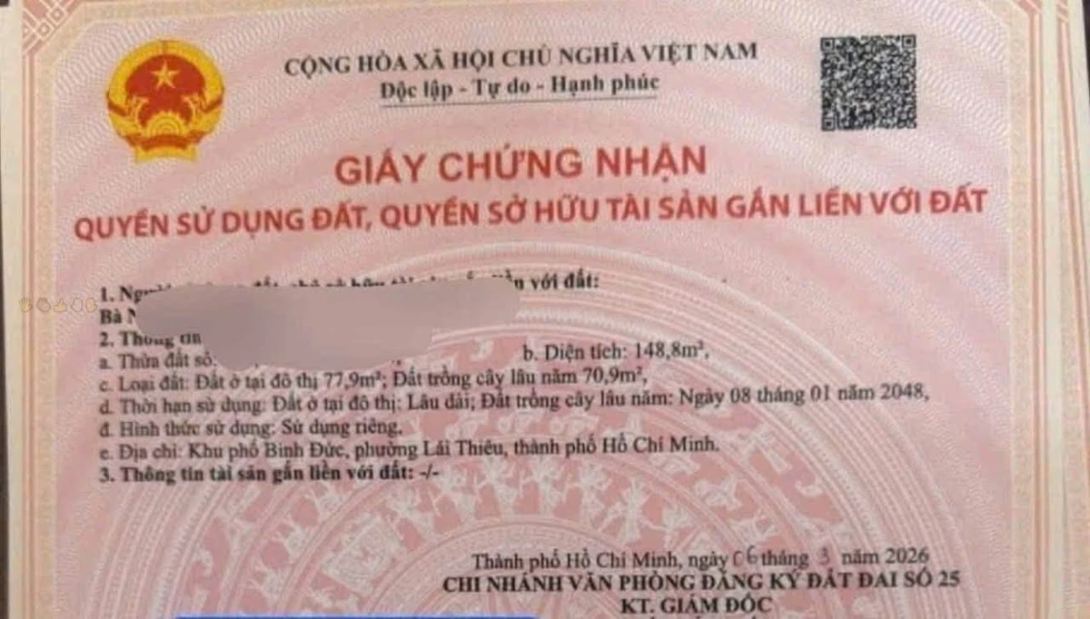 Bán đất mặt tiền đường Bình Nhâm 83, 148m², đối diện trường THCS Nguyễn Trường Tộ, Bình Dương - Ảnh thu nhỏ 3
