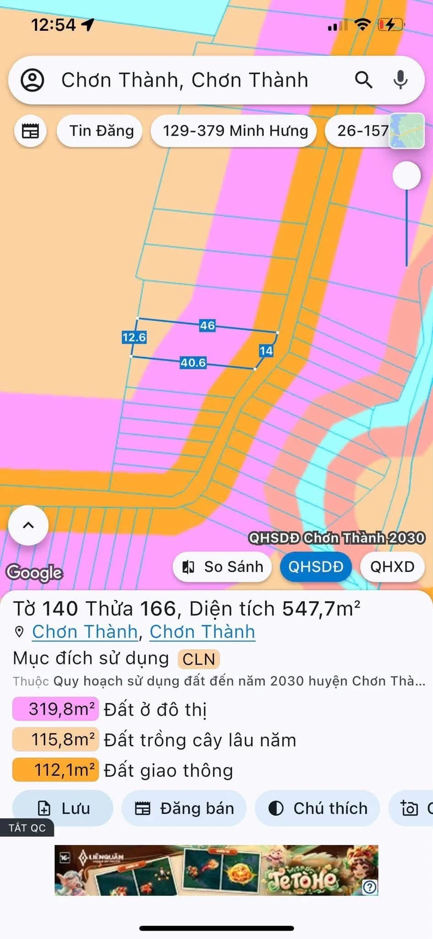 Bán đất Chơn Thành Đồng Nai 480m2 giá 450 triệu - Ảnh 1