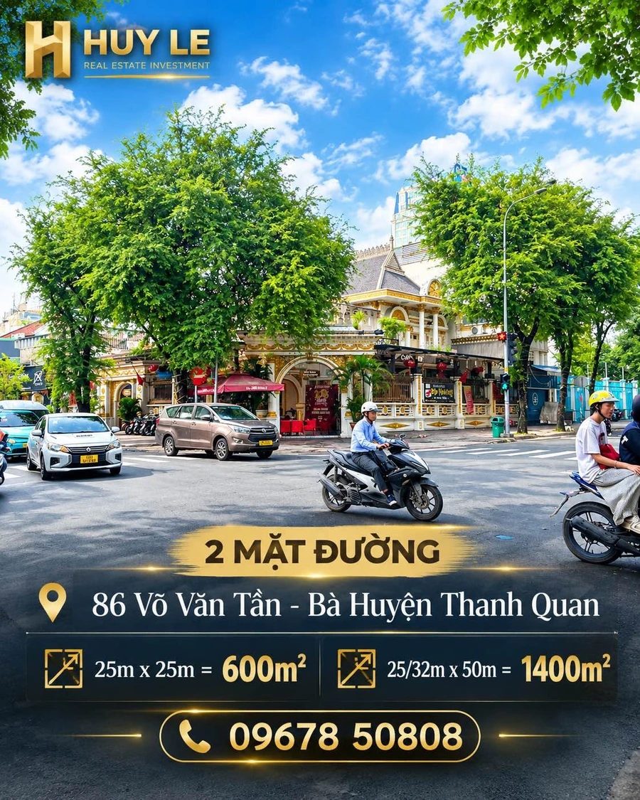 Bán đất 600,1m2 góc Võ Văn Tần - Bà Huyện Thanh Quan Quận 3 giá 630 tỷ - Ảnh 1