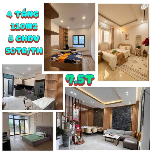 Bán nhà 4 tầng 8 căn hộ dịch vụ 110m2 hẻm xe hơi Tam Bình, Thủ Đức, giá 7,5 tỷ
