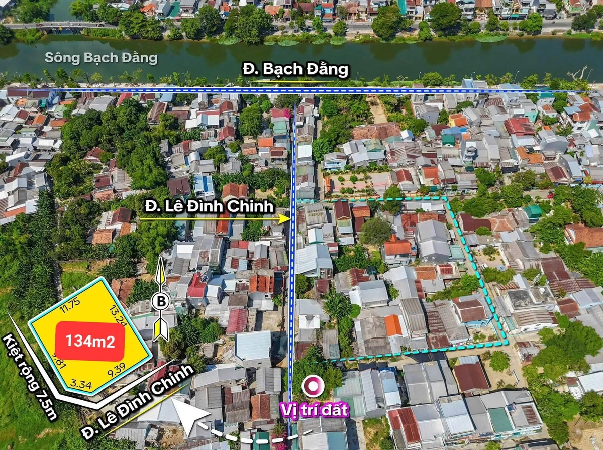 Đất 2 mặt tiền đường Lê Đình Chinh, Huế, 134m2, 2.65 tỷ - Ảnh 1