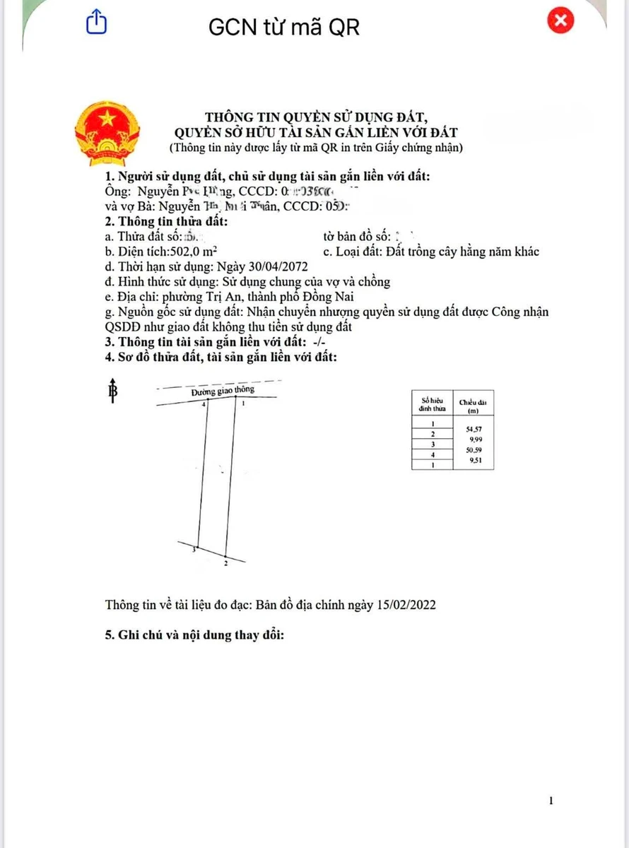 Bán đất hơn 1000m² đã tách 2 sổ tại phường Trị An, Đồng Nai, giá 1,3 tỷ lấy cả hai - Ảnh thu nhỏ 3