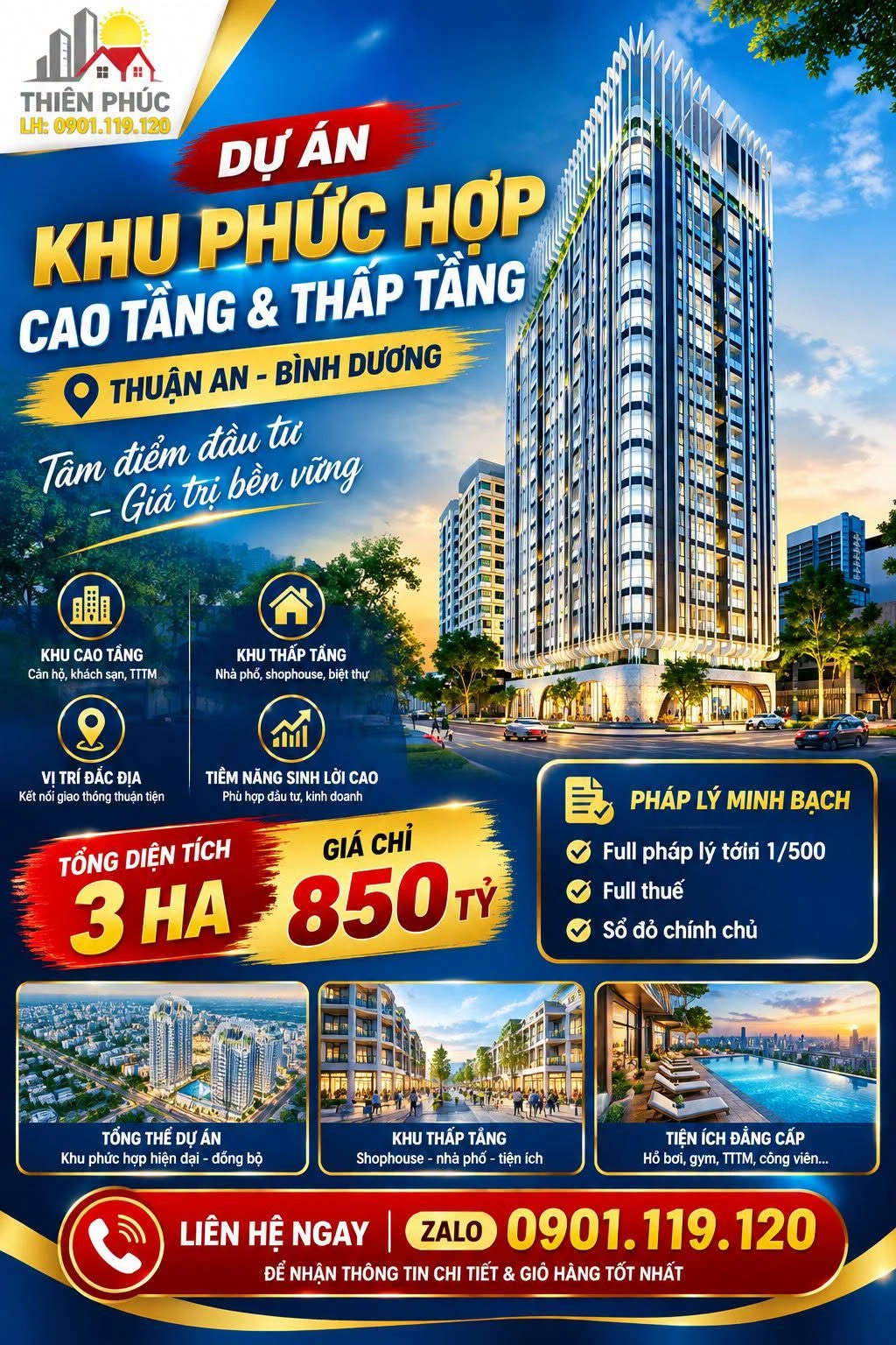 Bán đất dự án 3ha Thuận An, Bình Dương, quy hoạch 1/500, giá 850 tỷ - Ảnh 1