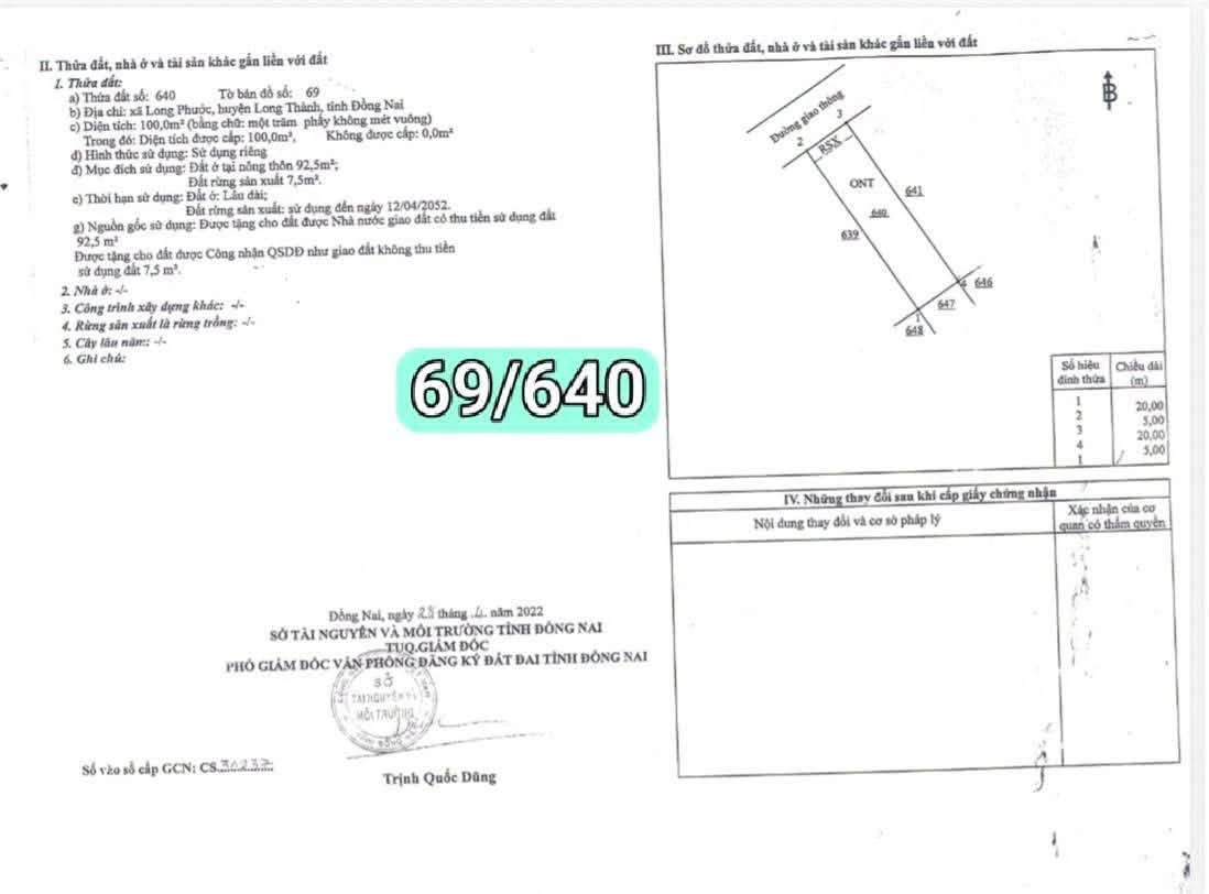 Bán đất thổ cư Long Phước, Long Thành 5x20m, 1 tỷ 3 - Ảnh thu nhỏ 2