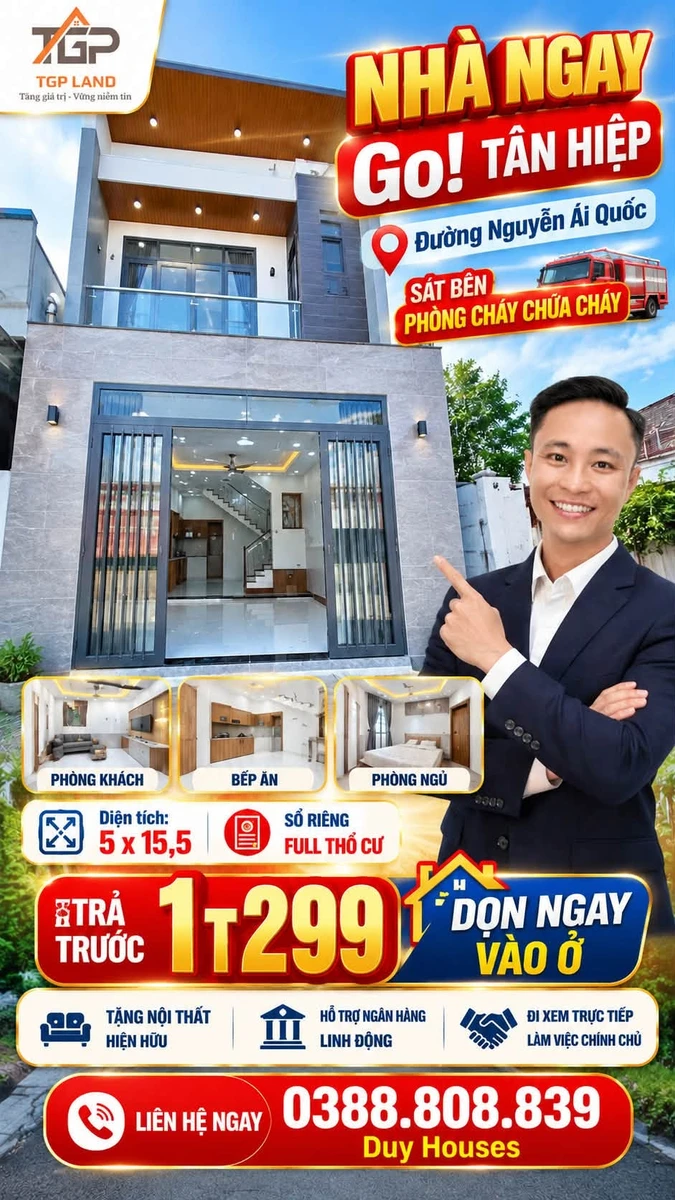 Bán nhà 77.5m² Tân Hiệp, Đồng Nai, giá 1 tỷ 299 triệu - Ảnh 1