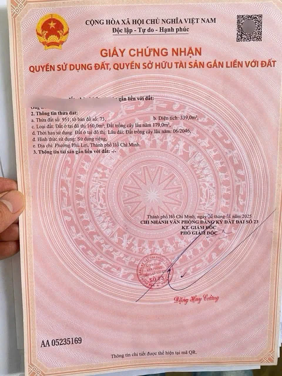 Bán đất 339m² Phú Hòa Bình Dương, sát chợ Phú Hòa - Ảnh 1
