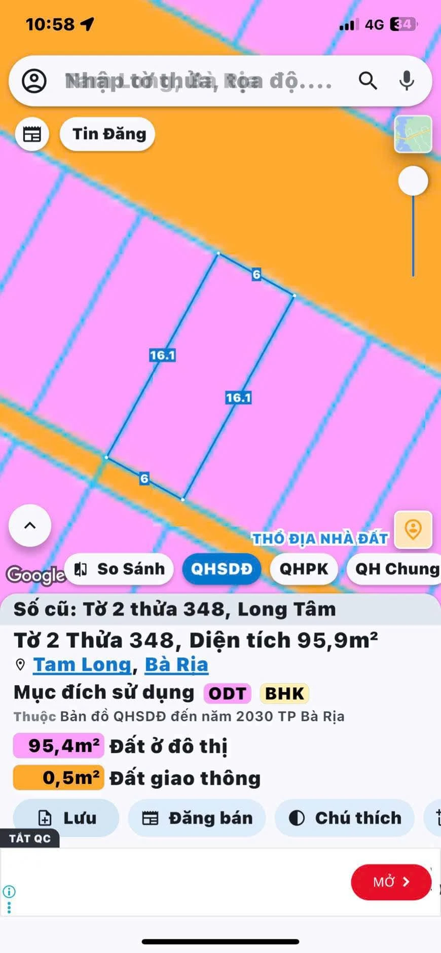 Bán đất thổ cư 96m2 hướng Đông Bắc Bà Rịa 2,75 tỷ - Ảnh 1