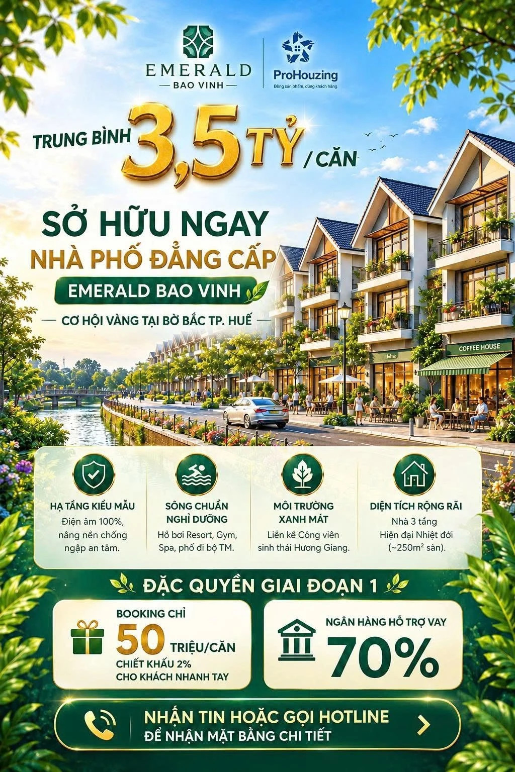 Bán nhà phố 3 tầng 213m2, 4PN Huế, giá 3,5 tỷ - Ảnh 1