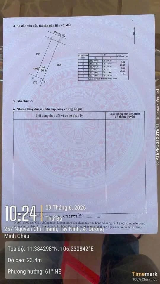 Bán đất 130m2 xã Phan Dương Minh Châu Tây Ninh 199 triệu - Ảnh thu nhỏ 3