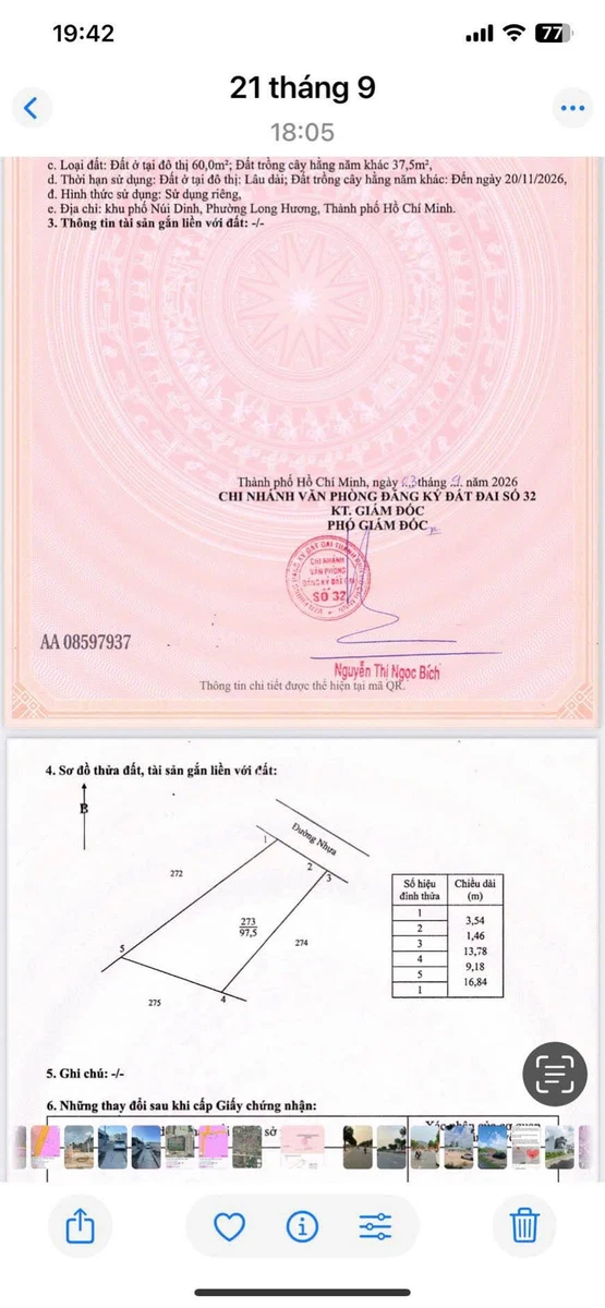 Bán lô đất 97m2 Long Hương Cần Giờ, giá hơn 1 tỷ 2 - Ảnh thu nhỏ 4