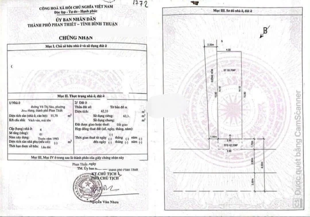 Bán đất mặt tiền Võ Thị Sáu Phan Thiết 62 m2, 3,15 tỷ - Ảnh thu nhỏ 2