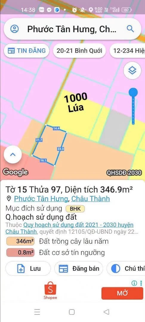 Bán 1340m2 đất lúa và đất vườn gần Cầu Đình, Phước Tân Hưng, Châu Thành, Long An - Ảnh thu nhỏ 4