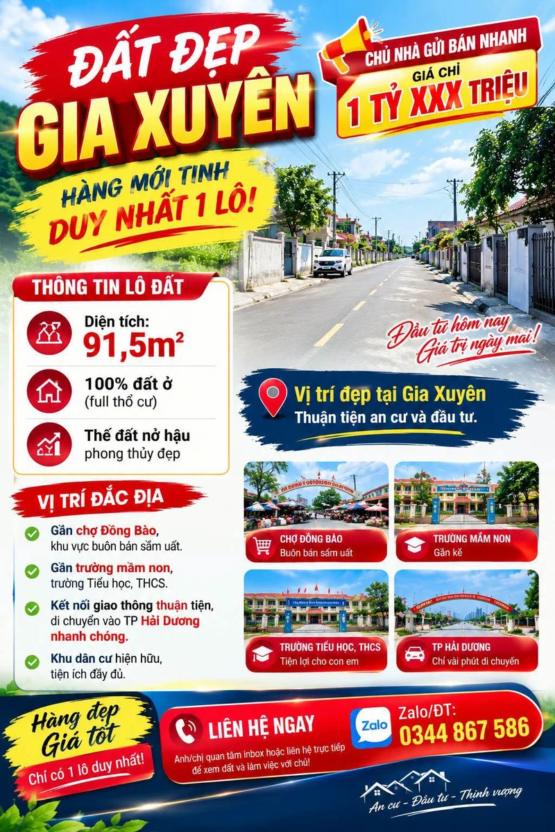 Bán đất Gia Xuyên 91,5m² full thổ cư, giao thông thoáng - Ảnh 1