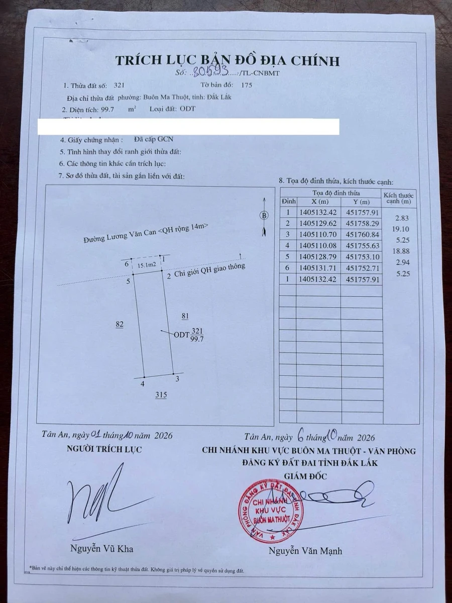 Bán đất mặt tiền Lương Văn Can, Tân Lợi, Buôn Ma Thuột, 5,25x21m giá 5,19 tỷ - Ảnh thu nhỏ 4