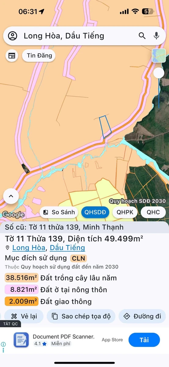 Bán đất mặt tiền đường DH722, Minh Thạnh, Dầu Tiếng, 280m2, giá 299 triệu - Ảnh thu nhỏ 2