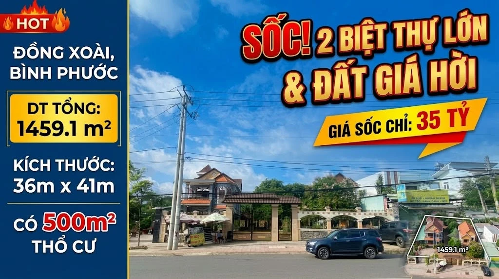 Bán 2 biệt thự mặt tiền QL 14, 1459m2, Bình Phước - Ảnh 1