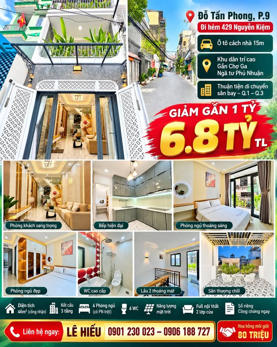 Bán nhà 3 tầng 4PN 46m² Phú Nhuận 6.8 tỷ - Ảnh 1