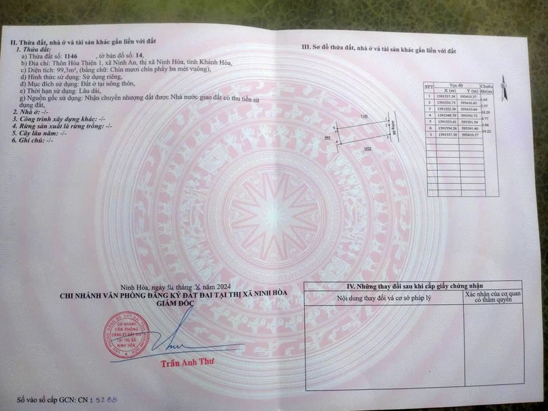 Bán đất 99m² Ninh An, Ninh Hòa, Khánh Hòa 300 triệu