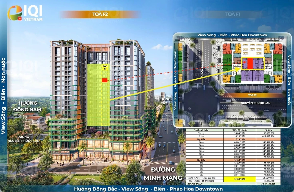 Bán căn hộ 2PN FourS Tower Đà Nẵng 3,2 tỷ, view sông biển - Ảnh 1