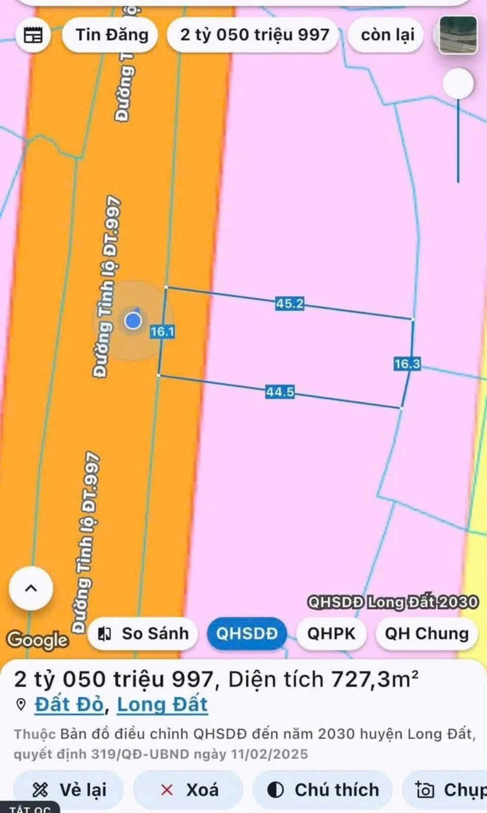 Bán đất mặt tiền 727m2 gần Khu CN Đất Đỏ - Ảnh 1