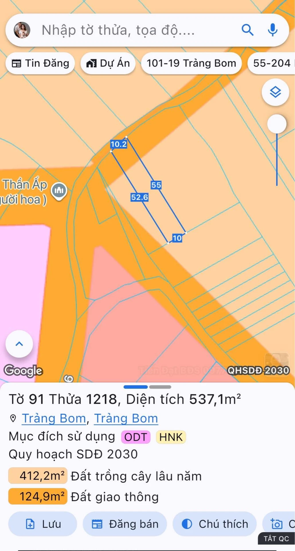 Bán lô đất 540m2 có sổ hồng thổ cư Trảng Bom - Ảnh 1