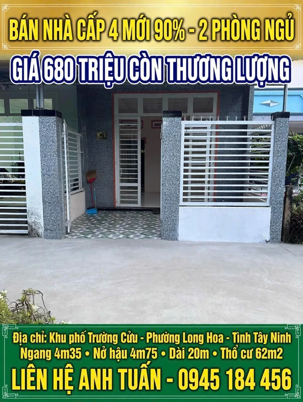 Bán nhà 2PN 62m2 Long Hoa, Tây Ninh 659 triệu