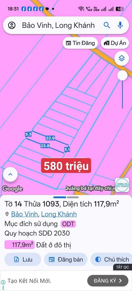 Bán nền Bảo Vinh Long Khánh 5x22m 770 triệu - Ảnh 1