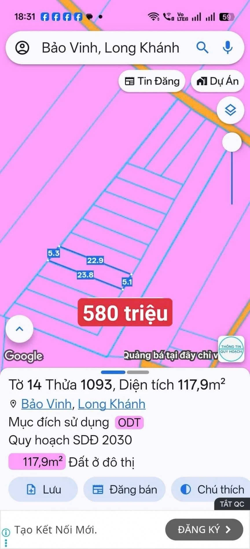 Bán nền Bảo Vinh Long Khánh 5x22m 770 triệu - Ảnh 1