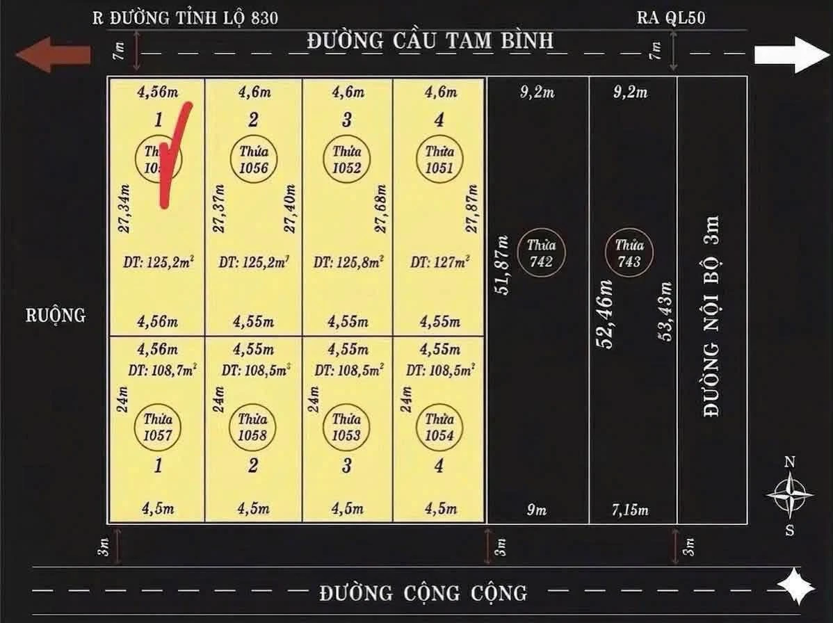 Bán 8 lô đất mặt tiền đường Cầu Tam Bình – Mỹ Lệ, Cần Đước, 125m2, từ 950 triệu - Ảnh thu nhỏ 5