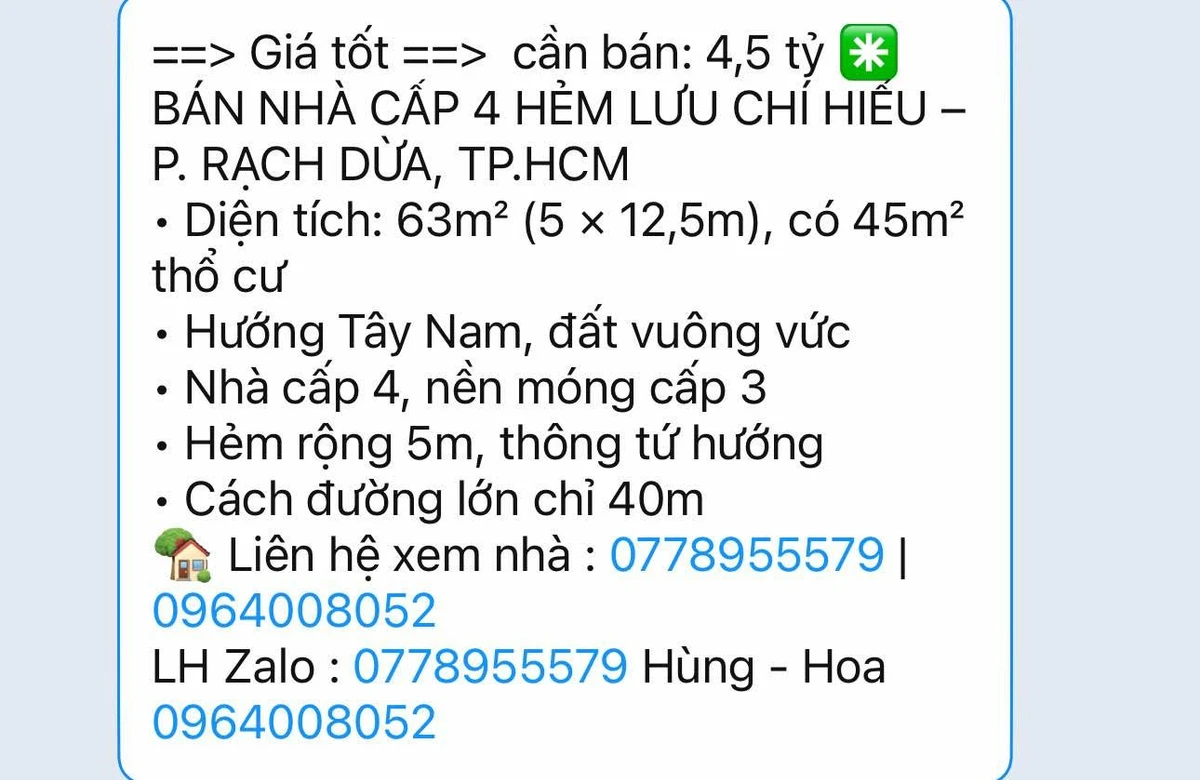 Bán nhà cấp 4 hẻm Lưu Chí Hiếu 63m² 4,5 tỷ Quận 2 - Ảnh 1