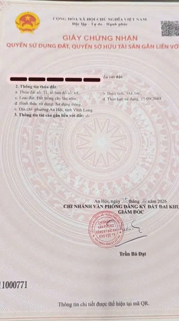 Bán đất nền 377m2 giá 549 triệu, sổ sẵn, Phường An Hội, Vĩnh Long - Ảnh thu nhỏ 4