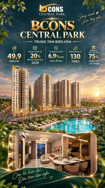 135 triệu cho căn 2 phòng, hỗ trợ góp bank 0 lãi đến nhận nhà, có nội thất, cạnh Vincom, sổ lâu dài