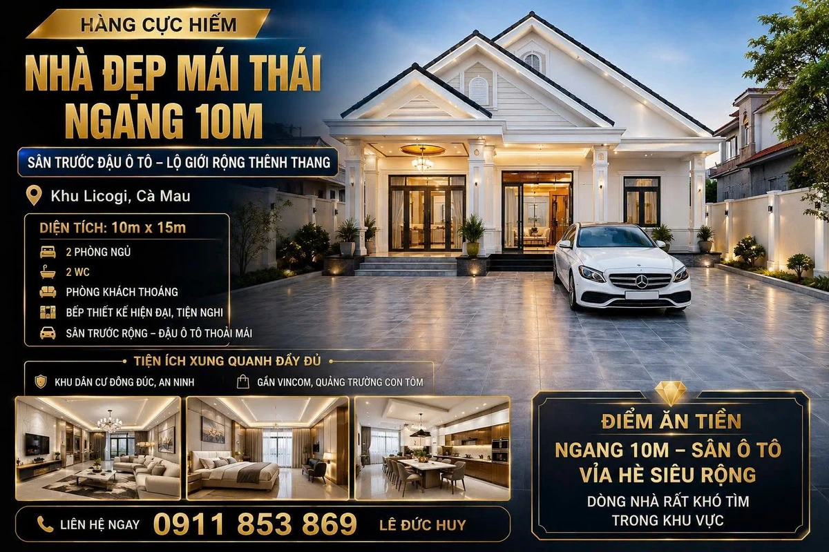 Bán nhà mái thái 2PN 150m² khu Licogi Cà Mau - Ảnh 1