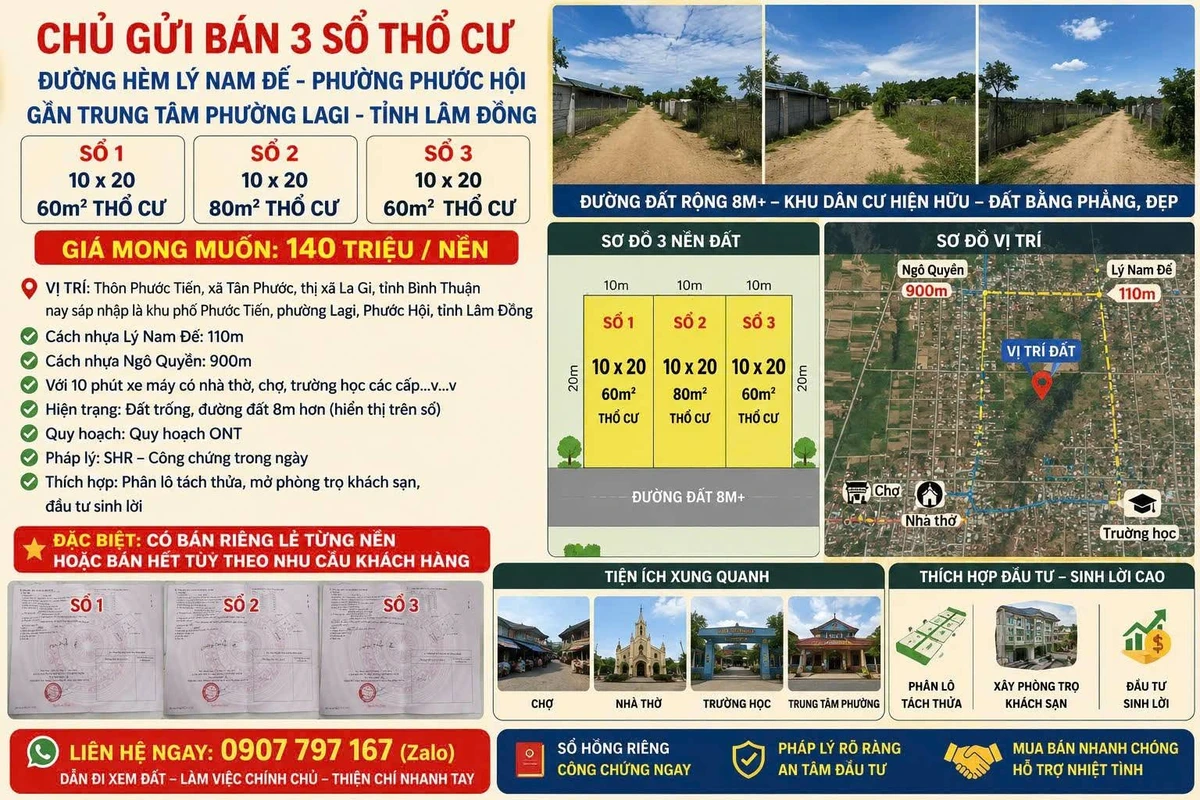 Bán 200m² đất thổ cư Lý Nam Đế Lagi Lâm Đồng - Ảnh thu nhỏ 4