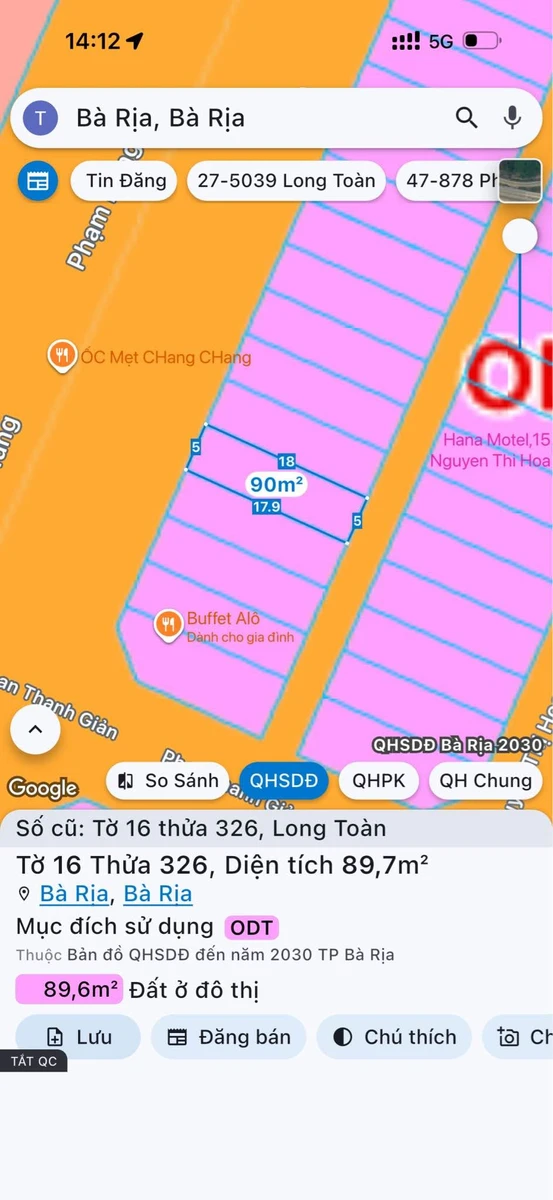 Bán lô đất mặt tiền kinh doanh 90m2 đường Phạm Hùng, Bà Rịa - Ảnh thu nhỏ 3