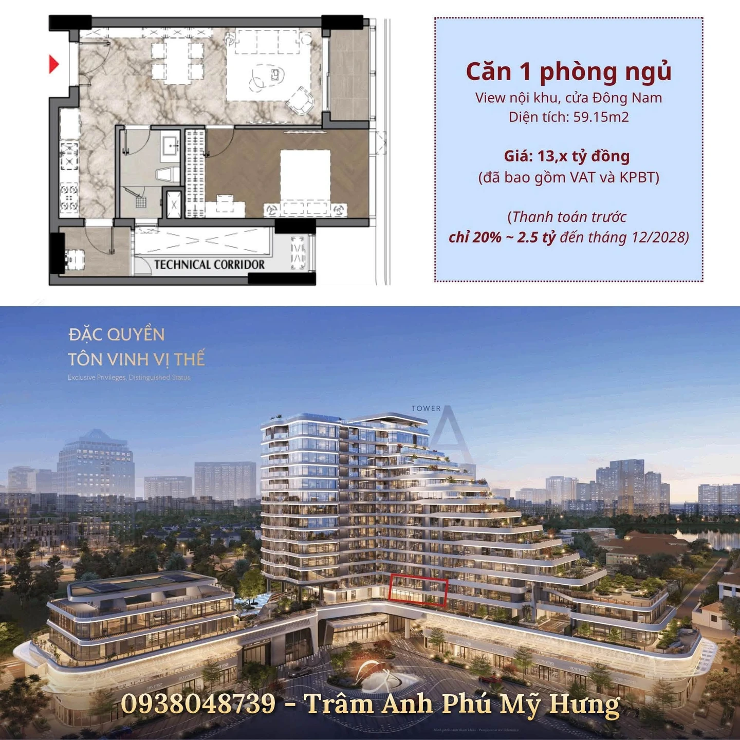 Bán căn hộ 1 phòng 59m² Triton Crown Phú Mỹ Hưng 13 tỷ - Ảnh 1