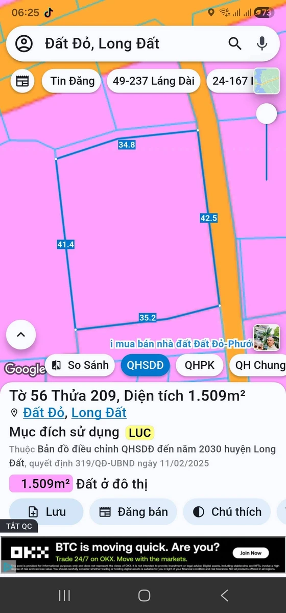 Bán đất Đất Đỏ 1509m² mặt tiền 14m giá 5.5 tỷ - Ảnh 1