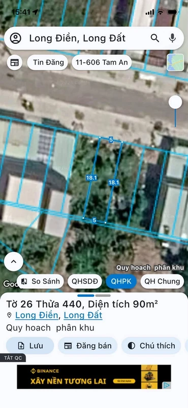 Bán đất tái định cư Cây Quéo Long Điền 90m²