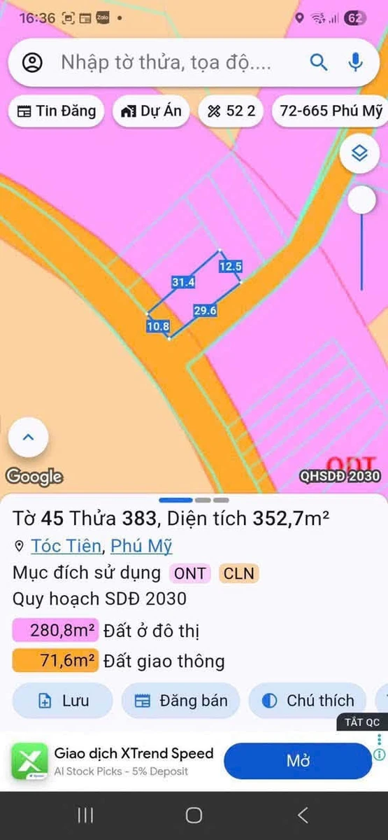 Bán lô góc 2 mặt tiền 660m² Tóc Tiên 1 tỷ 490 - Ảnh thu nhỏ 2