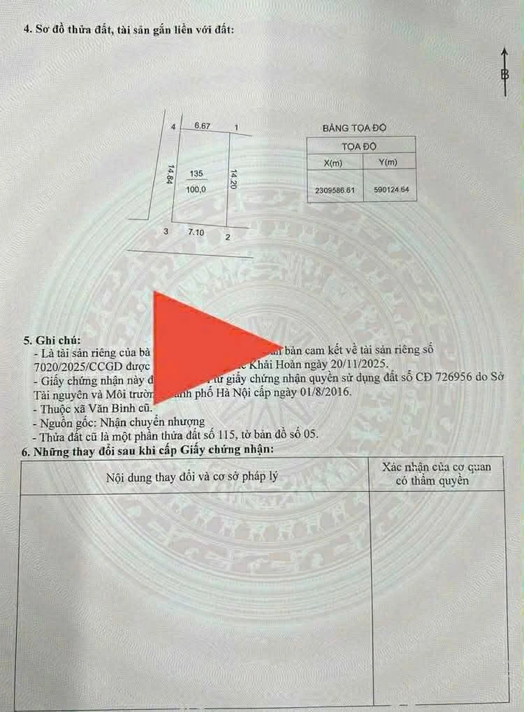 Bán lô góc 2 mặt tiền 100m2 Bình Vọng, Thường Tín, Hà Nội - Ảnh thu nhỏ 3
