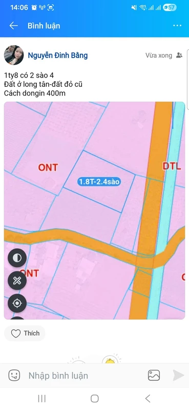 Bán đất Long Tân 2 sào 4 (2400m²) giá 1 tỷ 8